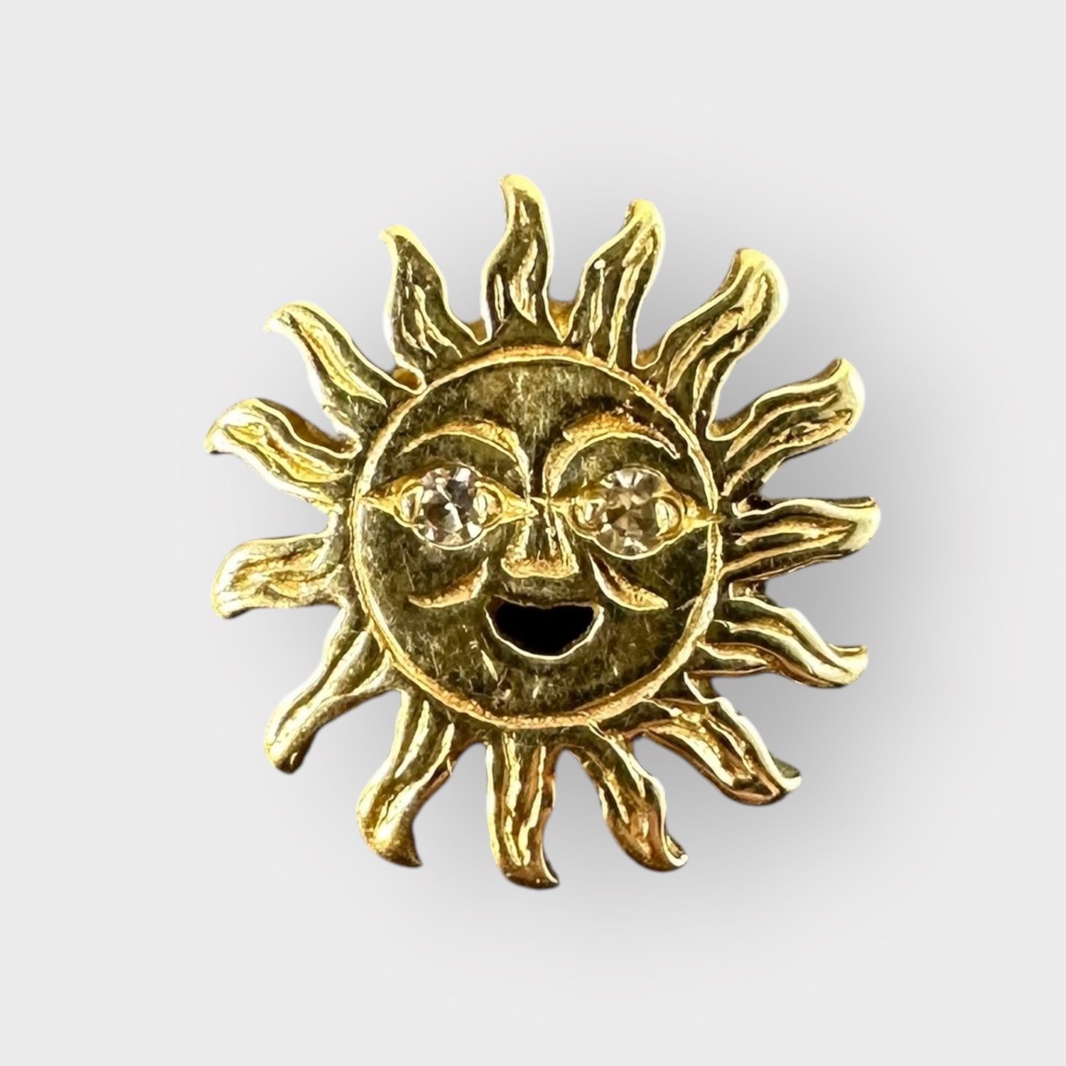 14K Sun Pendant with Diamond Eyes