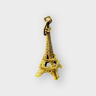 14kt gold vintage Eiffel Tower charm pendant for bracelets and necklaces