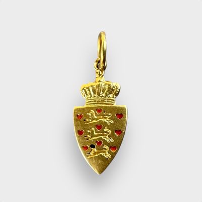 14K Bernhard Hertz  Lion Shield Charm with Enamel