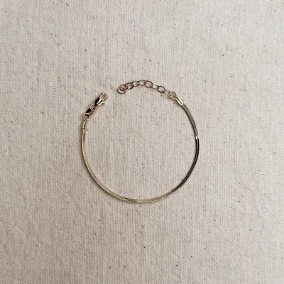 18k GF 2mm Herringbone Bracelet 6&quot;+1&quot;