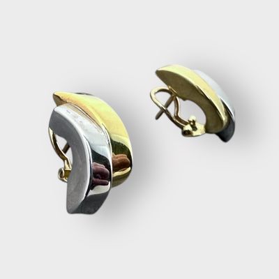 18k Gold Two-tone earrings by Le Gi Omega Posts Italian