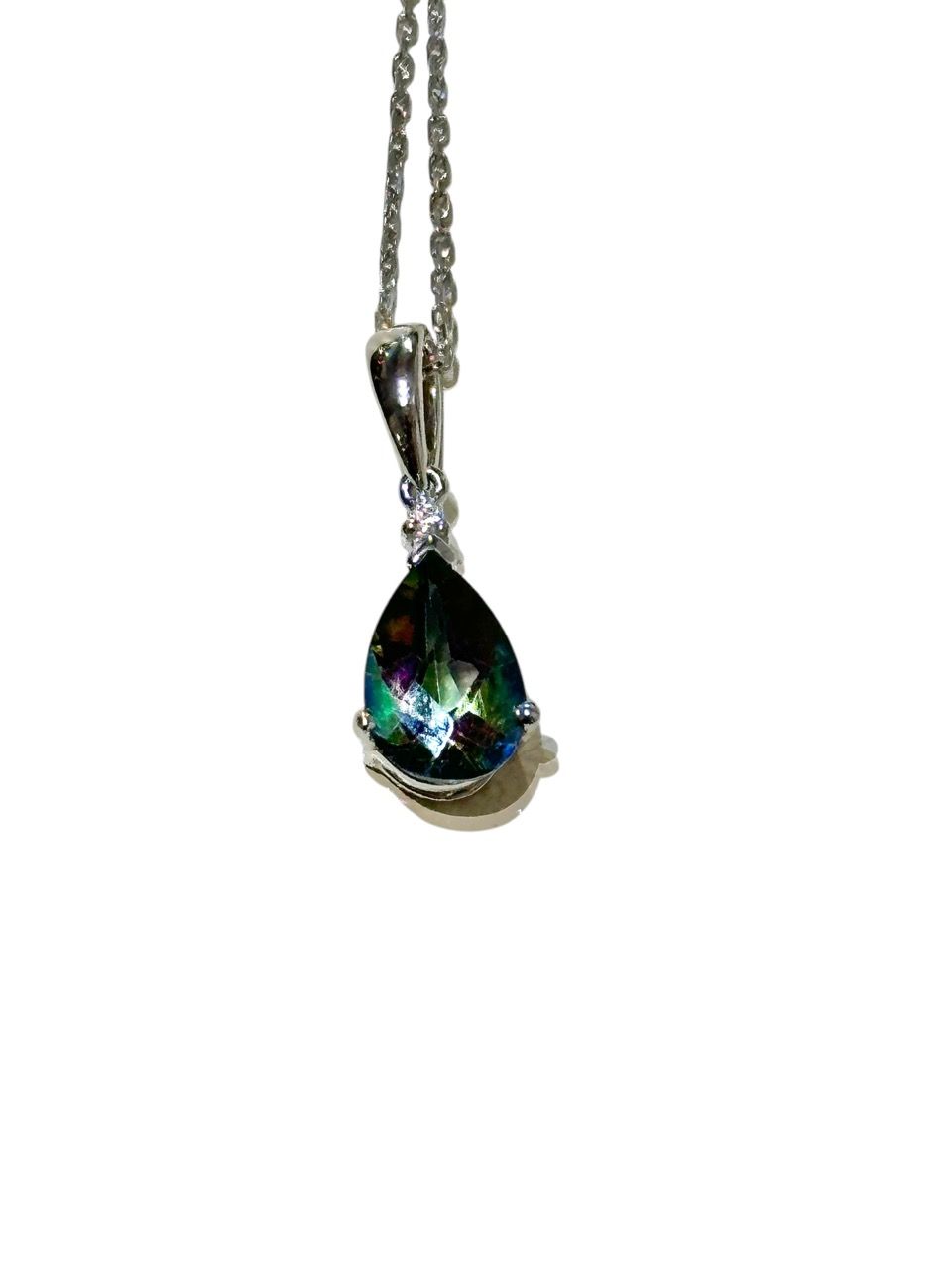 Rainbow Topaz 1.5C Pear Pend CZ