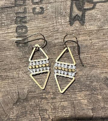 Small Woven Triangle Earrings Moonstone