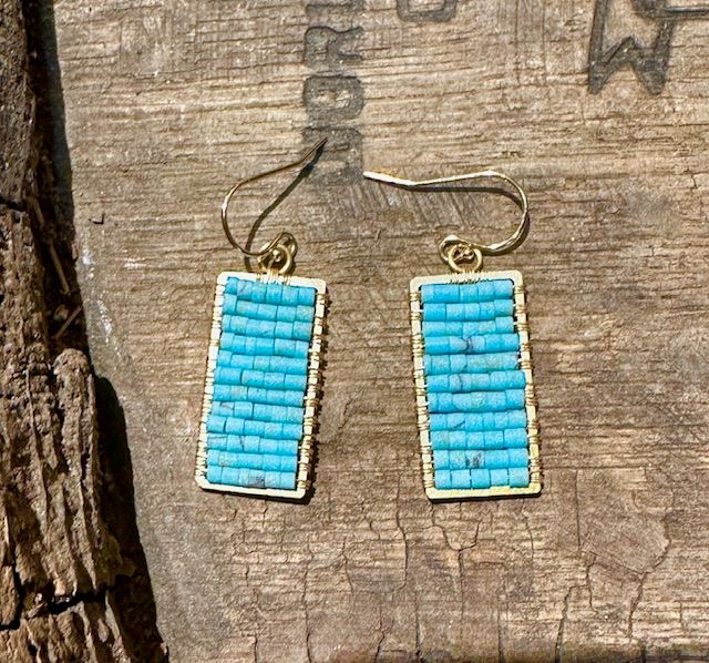 Spring Rectangle Earrings Turquoise