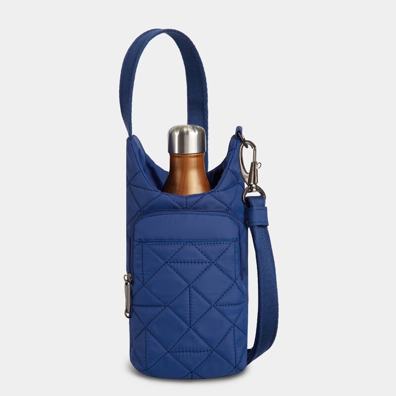 Boho Insulated Water Bottle Tote Anti-Theft, Color: Lush Blue