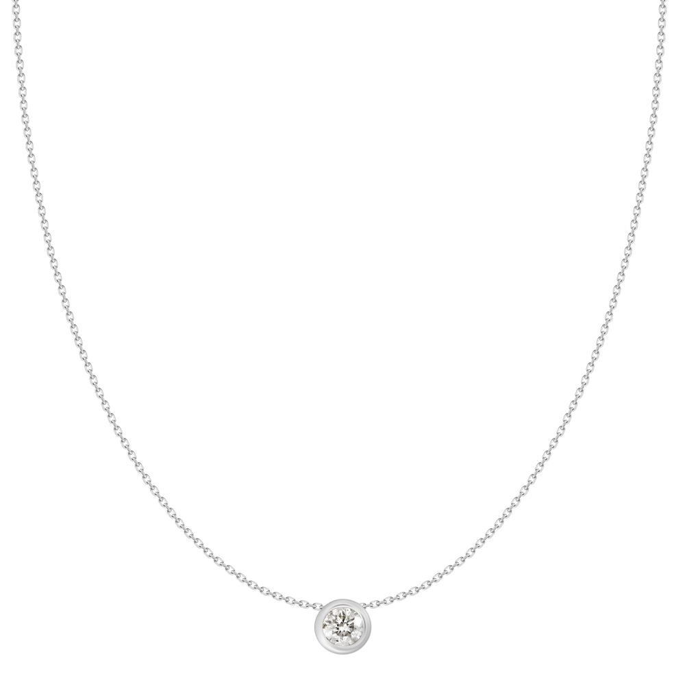 18kw 1/10 C Diamond Bezel Solitaire Necklace
