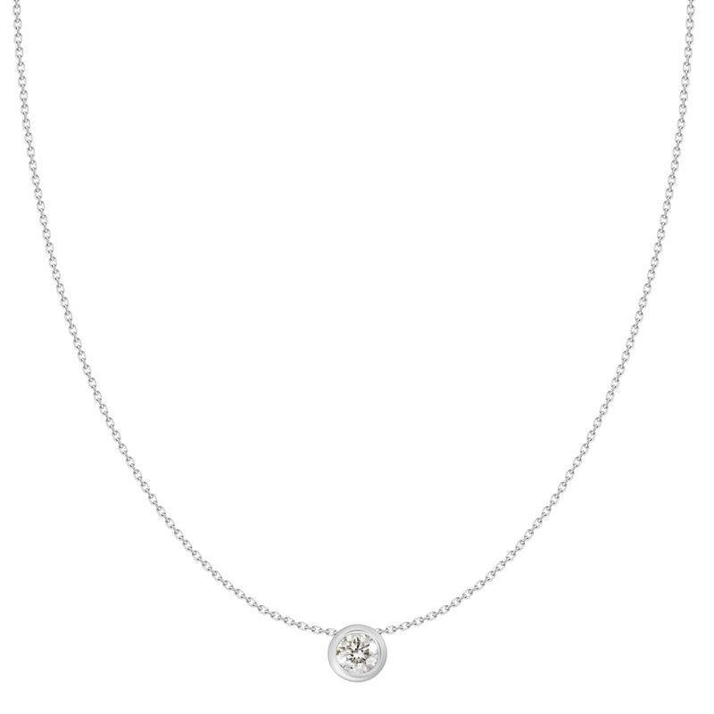 18kw 1/10 C Diamond Bezel Solitaire Necklace