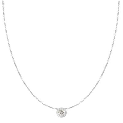 18kw 1/10 C Diamond Bezel Solitaire Necklace