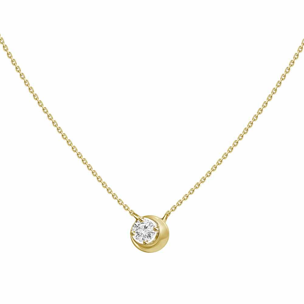 18k 1/14 C Bezel Solitaire Diamond Necklace
