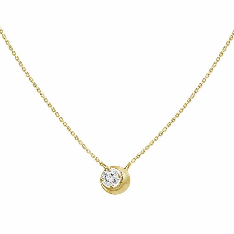 18k 1/14 C Bezel Solitaire Diamond Necklace