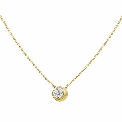 18k 1/14 C Bezel Solitaire Diamond Necklace