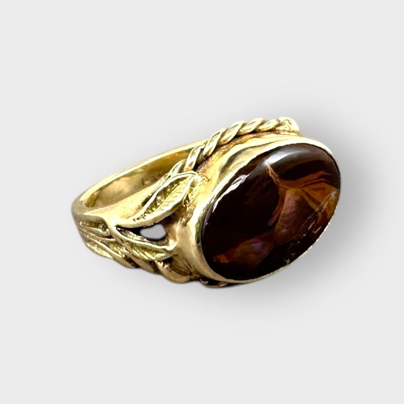 14K Yellow Gold Fire Agate Ring AS IS