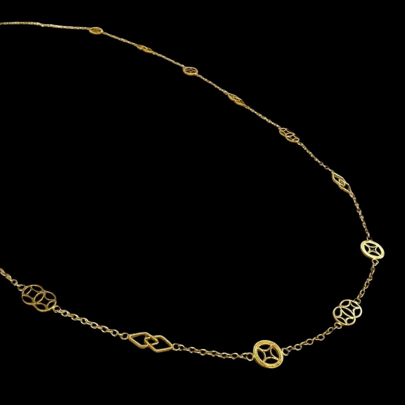 14K Vintage Art Deco Necklace 24-Inch, Classic Gold Jewelry