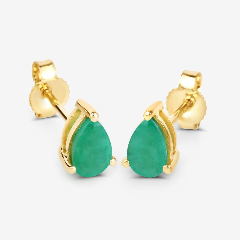 14k 0.70 c Zambian Emerald Pear Shape Post Earrings