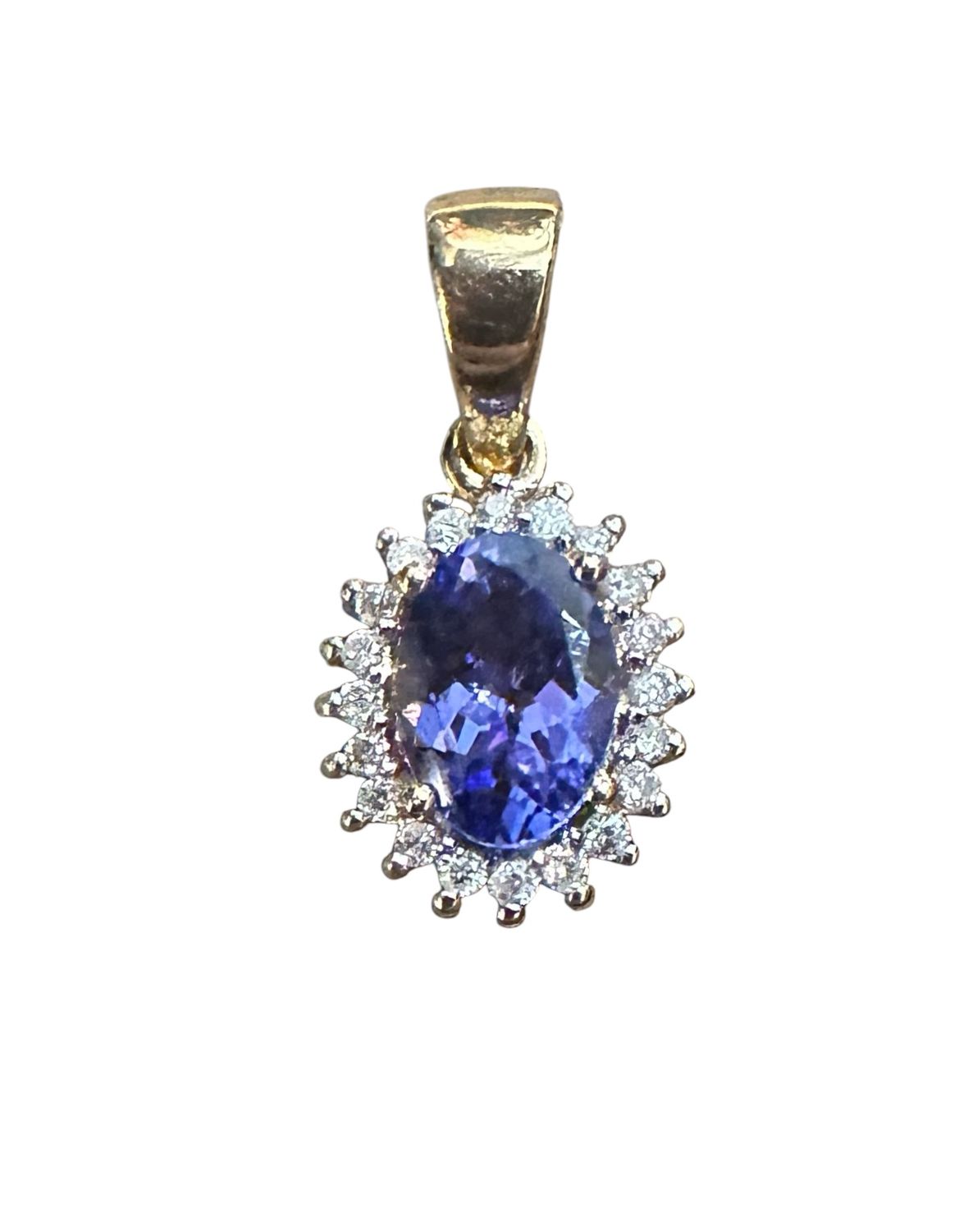 14k Tanzanite and Diamond Halo Pendant