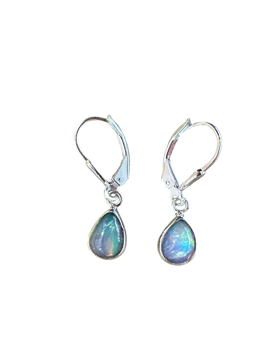 SS 8mm Pear Blk Opal Leverback Ear