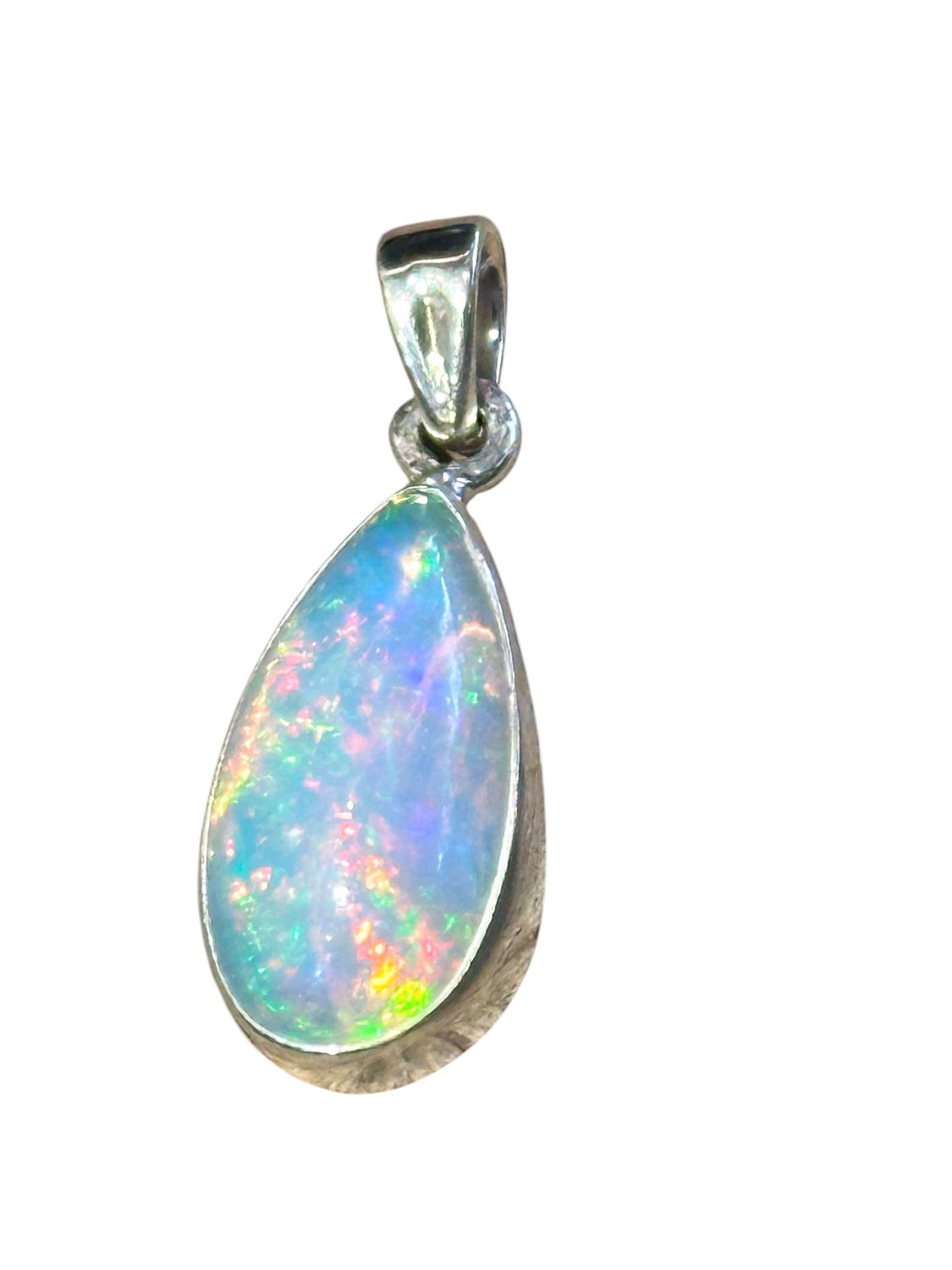 SS 16mm Pear Black Opal Pendant