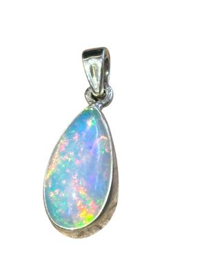 SS 16mm Pear Black Opal Pendant