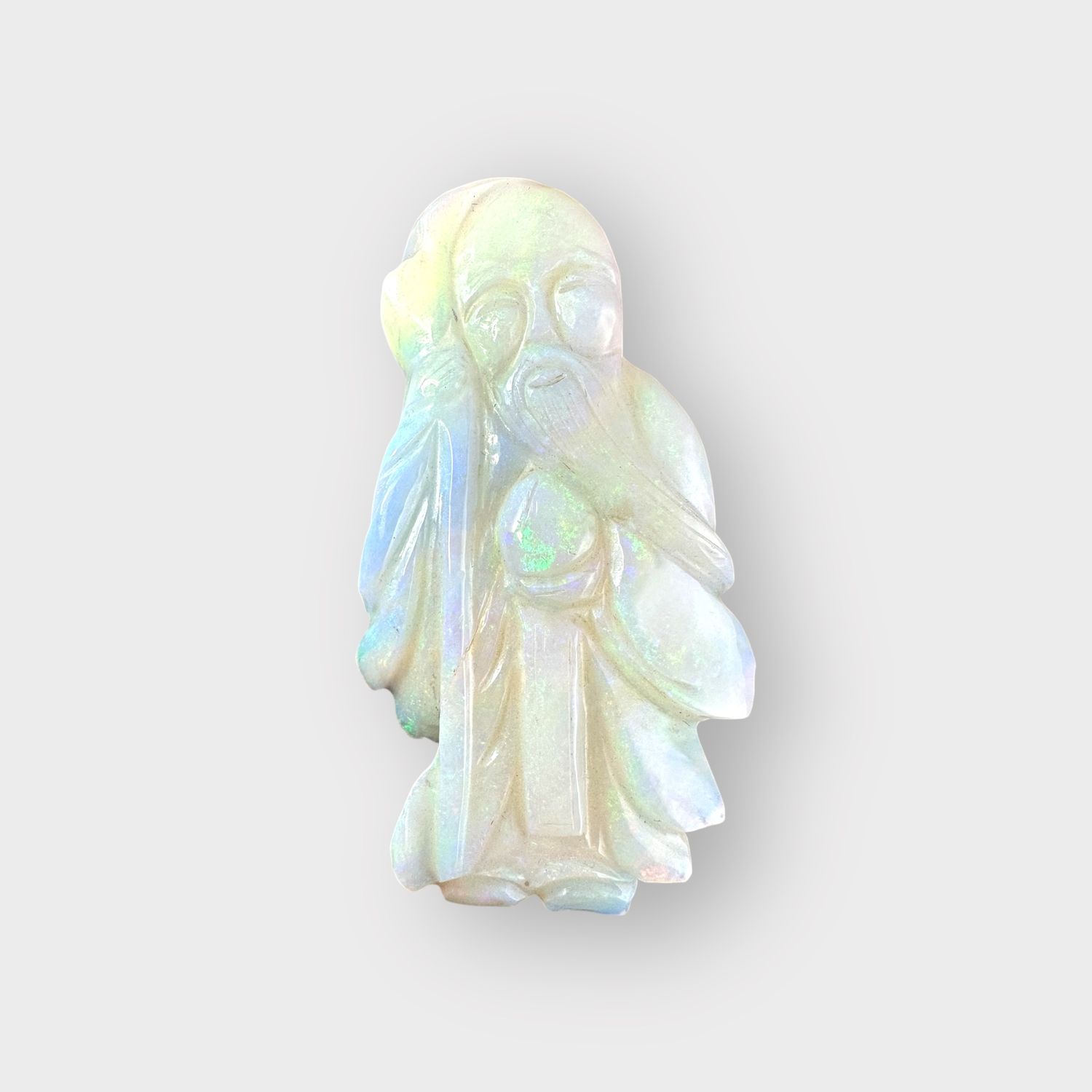 Hand Carved Opal Shou Lao Pendant ( God of longevity)