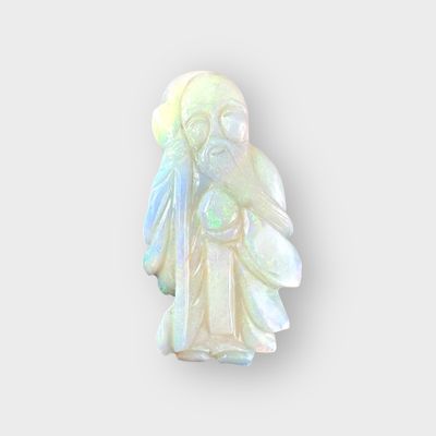 Hand Carved Opal Shou Lao Pendant ( God of longevity)