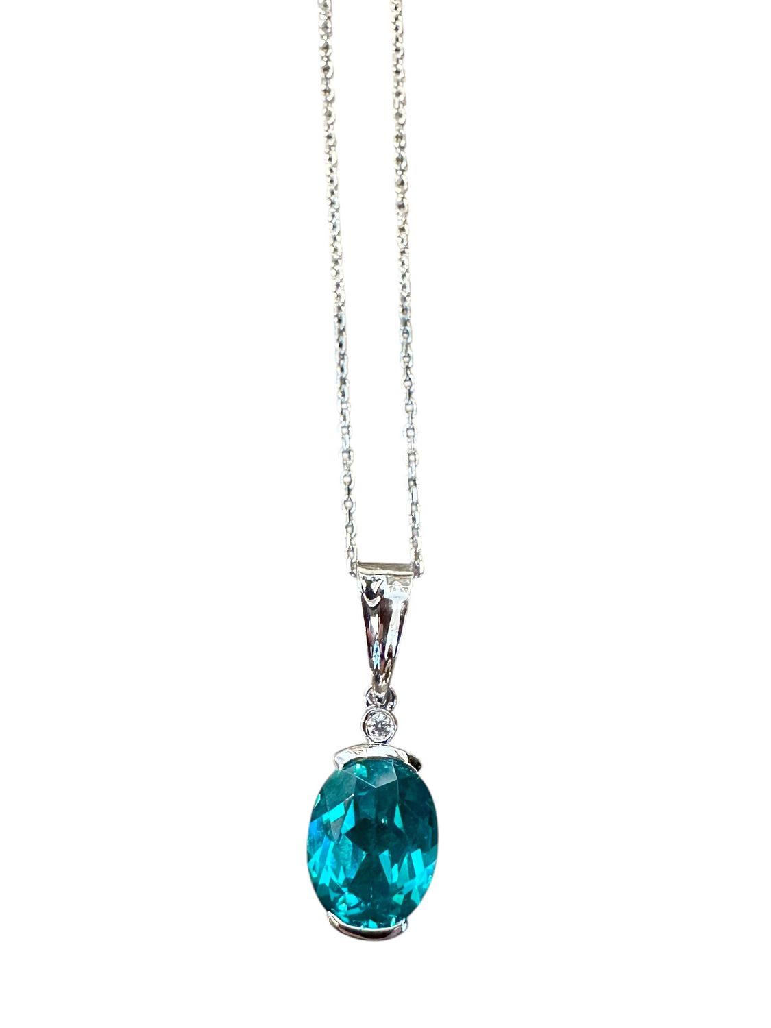 SS 3 Carat Paraiba Oval Pendant Necklace