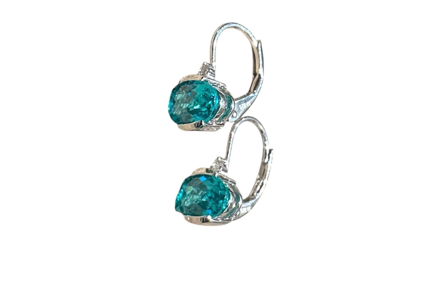 SS Leverback 2 Carat Oval Paraiba Earrings