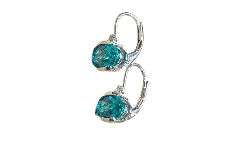 SS Leverback 2 Carat Oval Paraiba Earrings