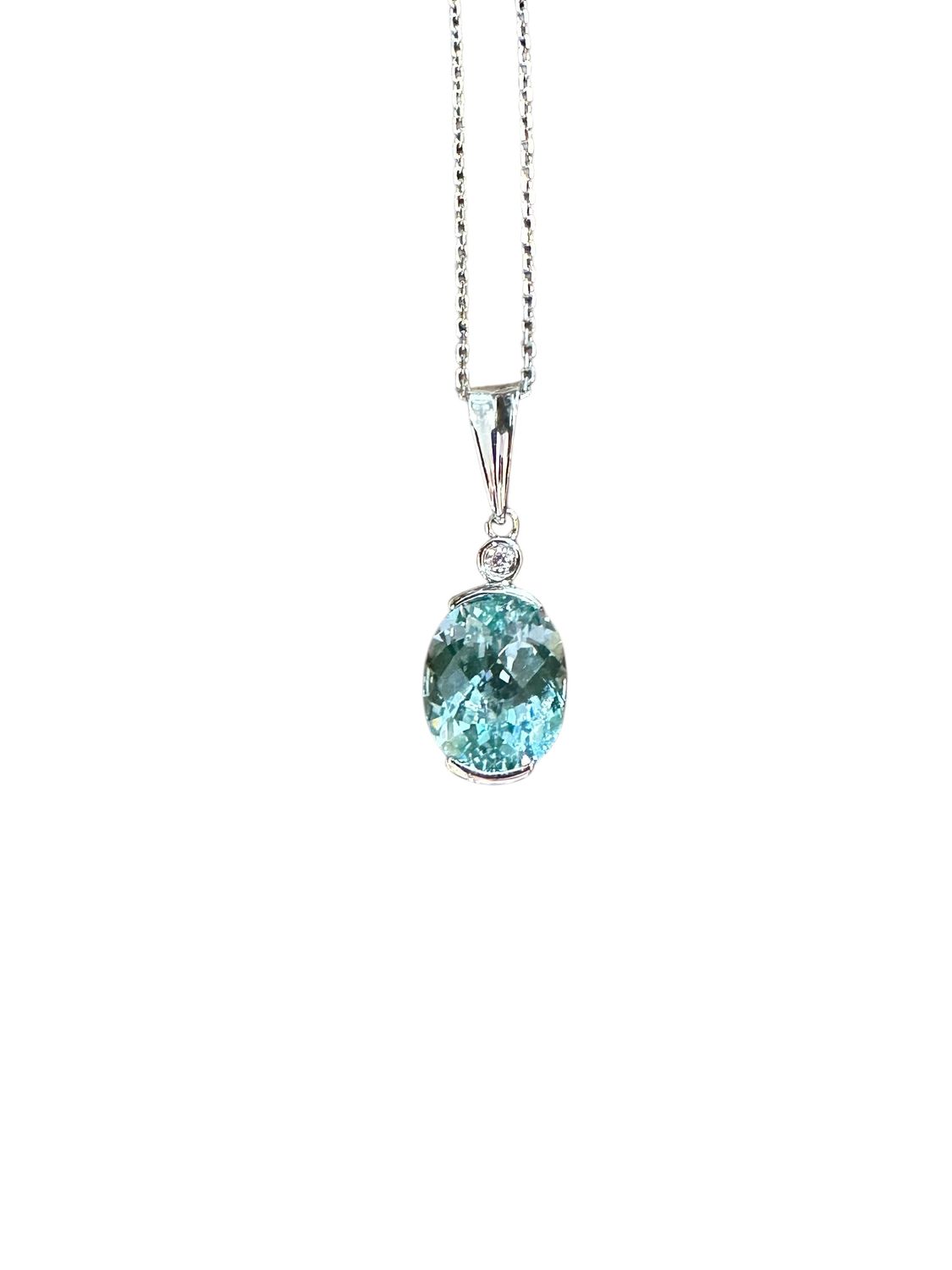 SS Oval Green Spinel Pendant