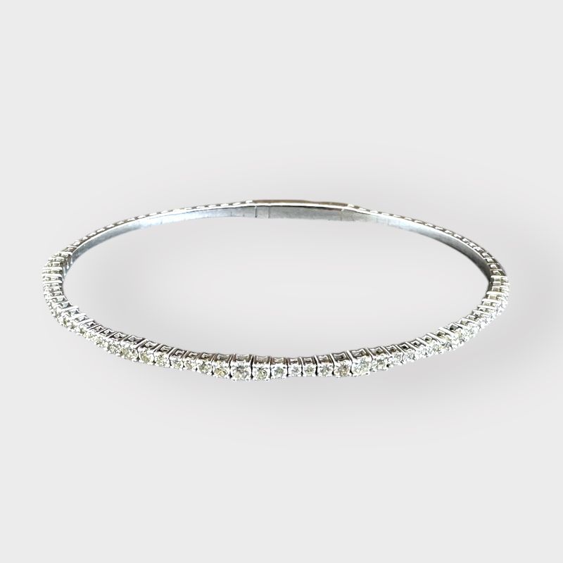 14K White Gold Locking Bangle with 48 Diamonds