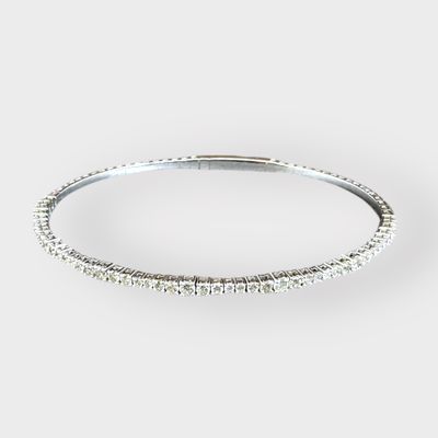 14K White Gold Locking Bangle with 48 Diamonds