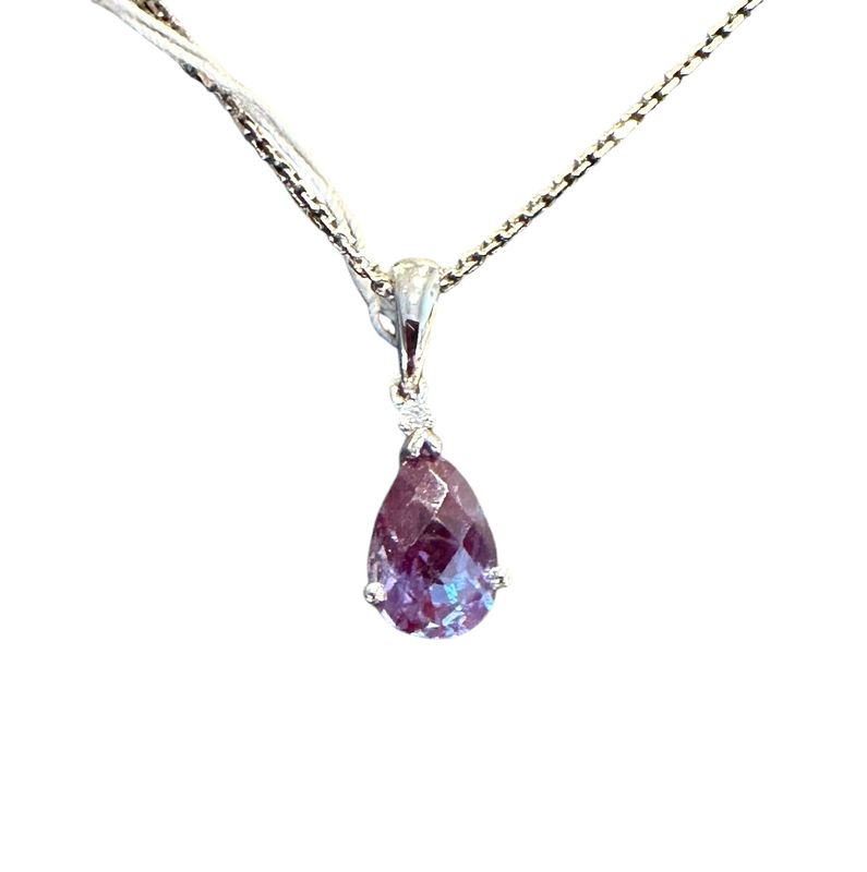 14k White Gold Teardrop Alexandrite Pendant