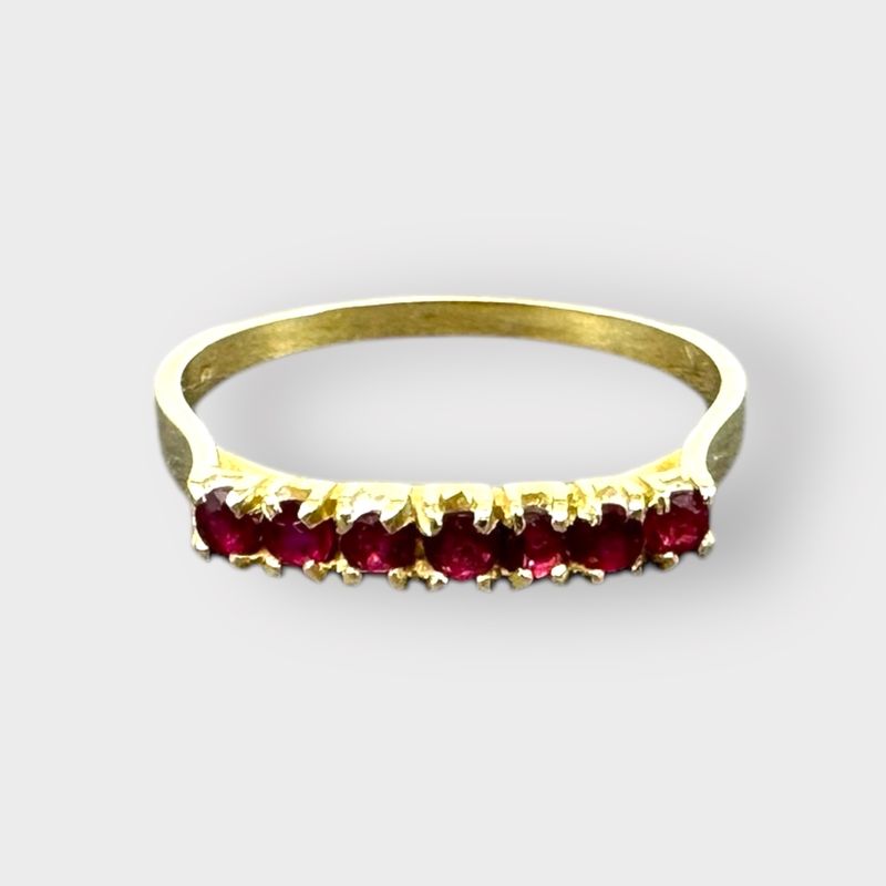 14K Yellow Gold 7 Ruby band anniversary band