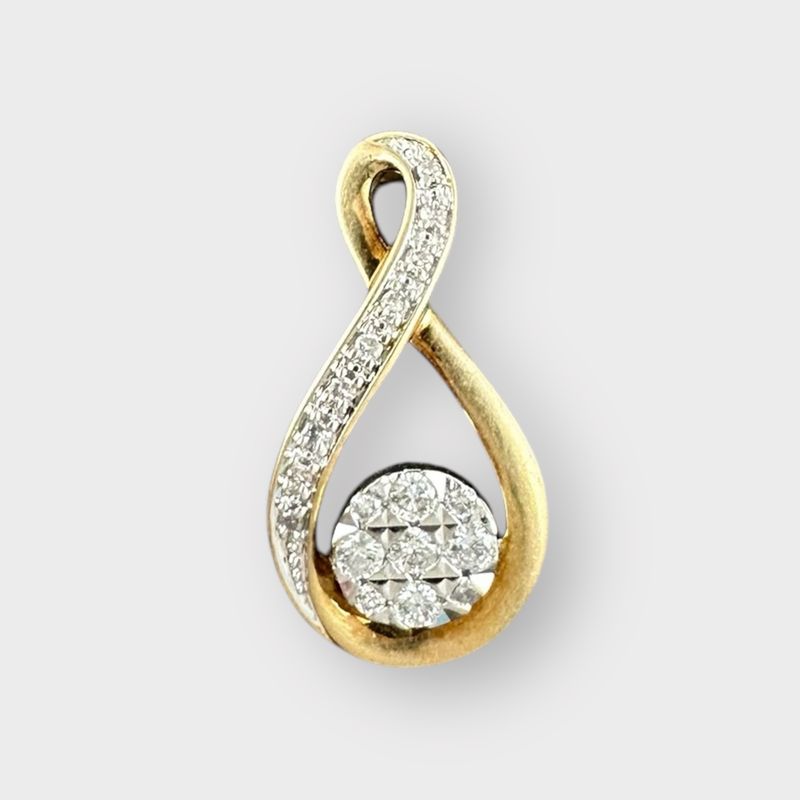 10k Yellow Gold Pave Diamond Swirl Pendant – Elegant &amp; Sparkling