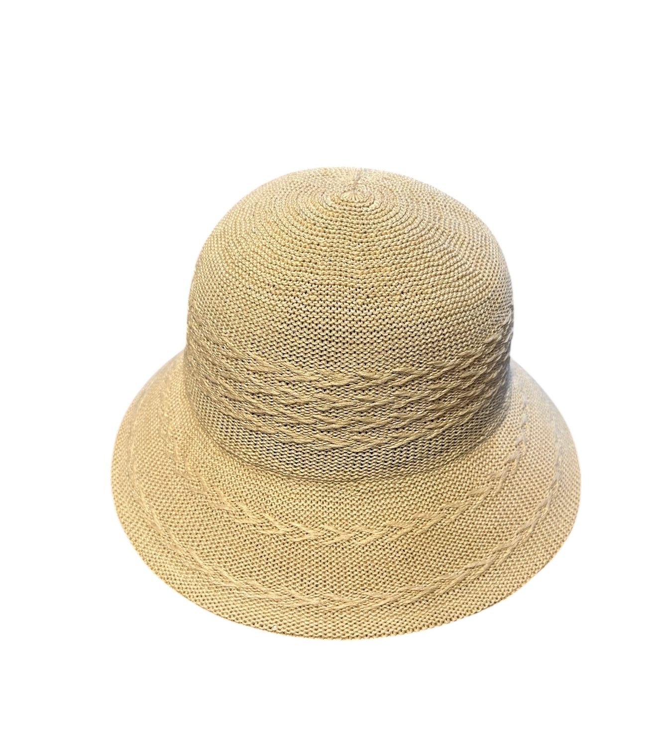 Woven Patterned Bucket Hat, Color: Light Beige