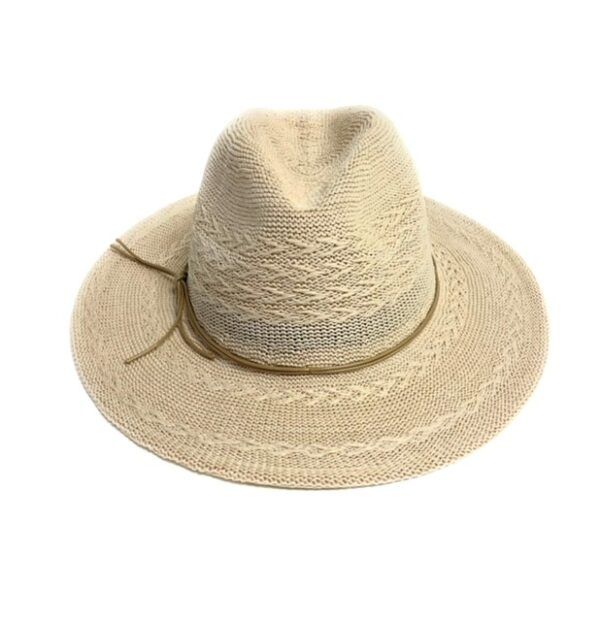 Woven Pattern Fedora Brim Hat, Color: Light Beige