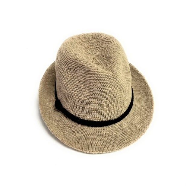 Cotton Blend Small Brim Fedora Hat, Color: Natural