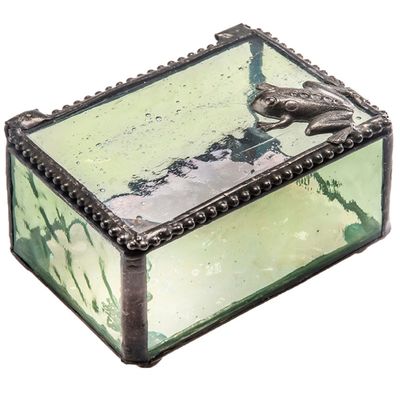 Green Frog Glass Box
