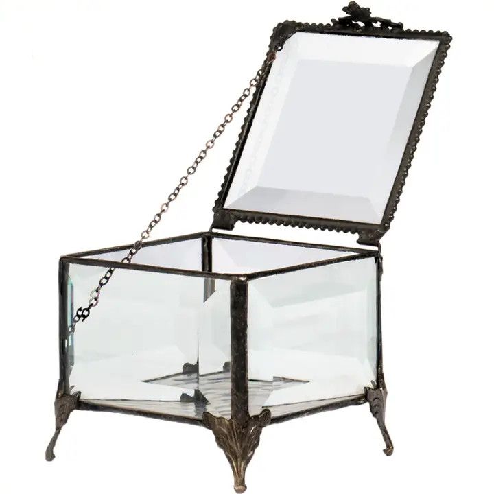Clear Beveled Glass Jewelry Box