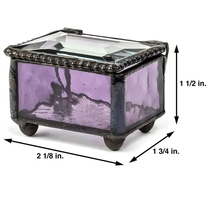 Small Stained Glass Ring Box, Color: Purple