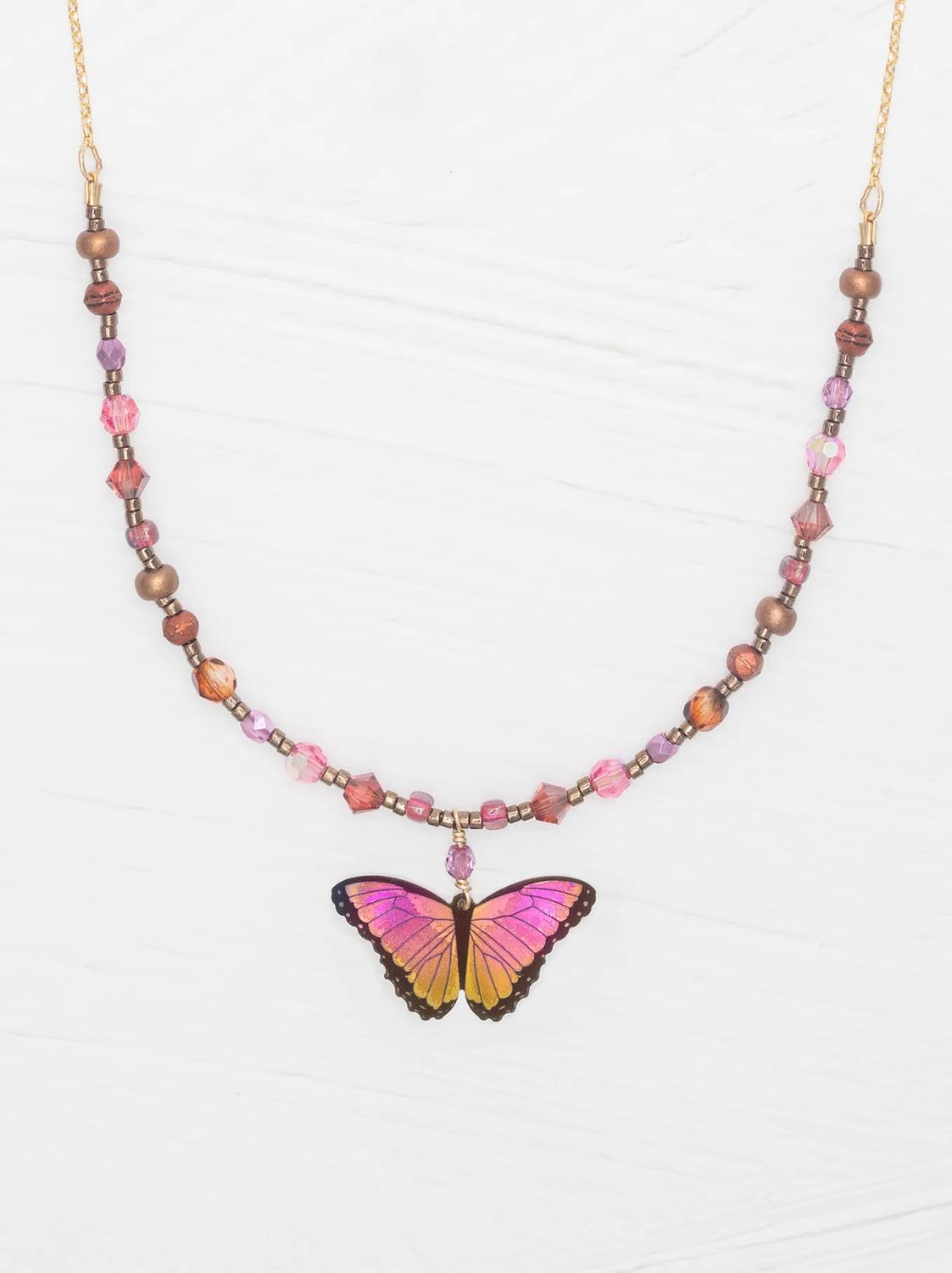 Bella Butterfly Beaded Necklace Living Coral