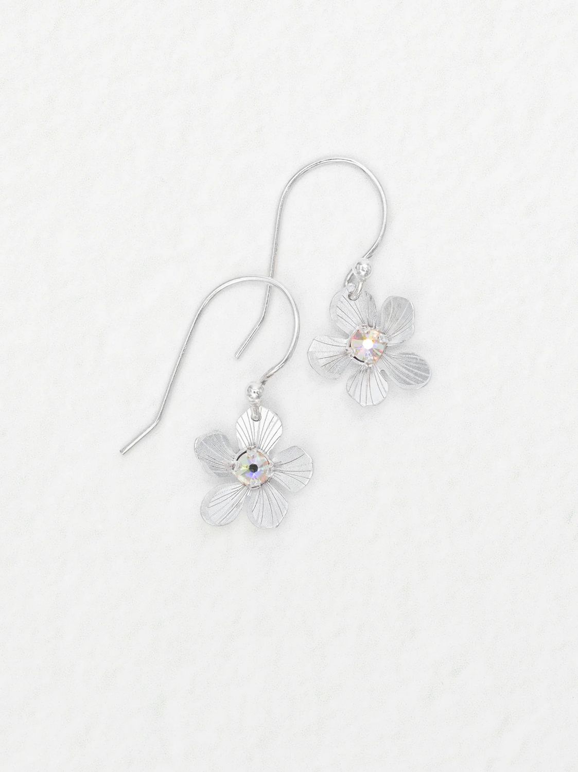 Petite Plumeria Drop Earrings Silver/Clear