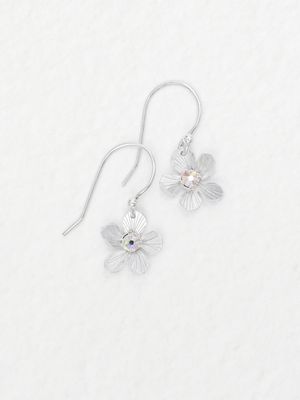 Petite Plumeria Drop Earrings Silver/Clear