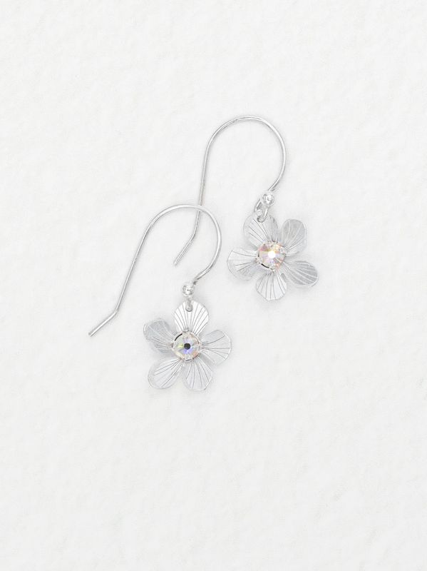 Petite Plumeria Drop Earrings Silver/Clear