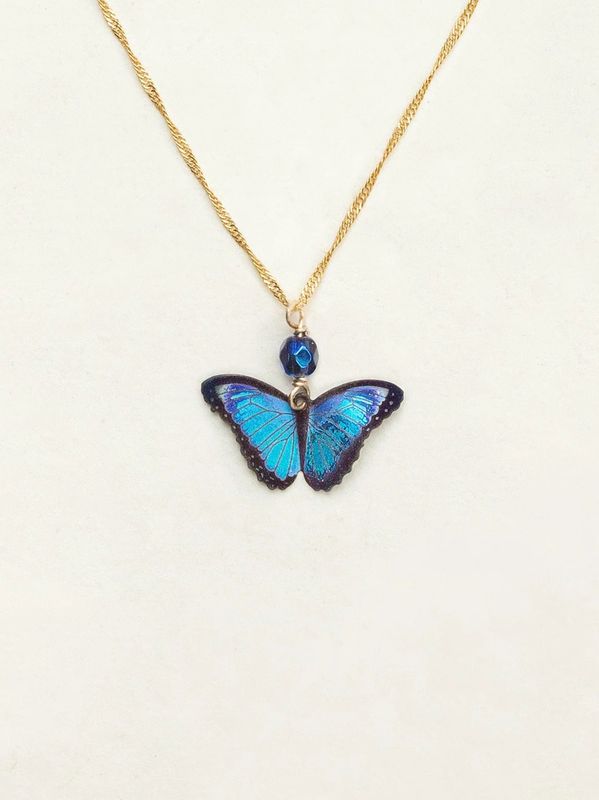 Bella Butterfly Pendant Necklace Blue Radiance