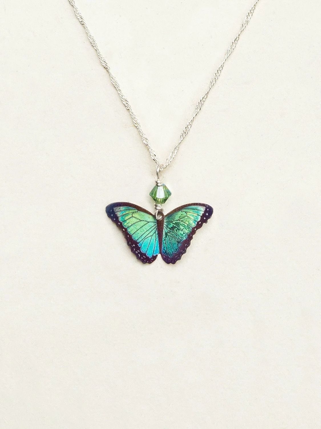 Bella Butterfly Pendant Necklace Green Flash