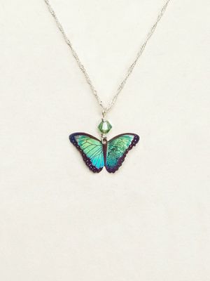 Bella Butterfly Pendant Necklace Green Flash