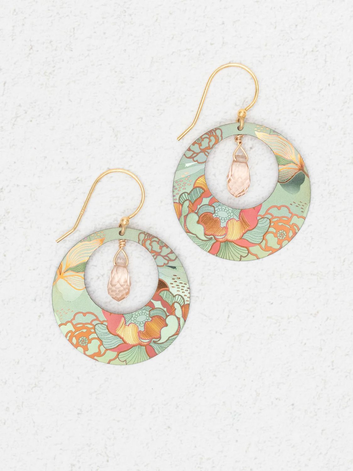 Claire Earrings Sage/Coral