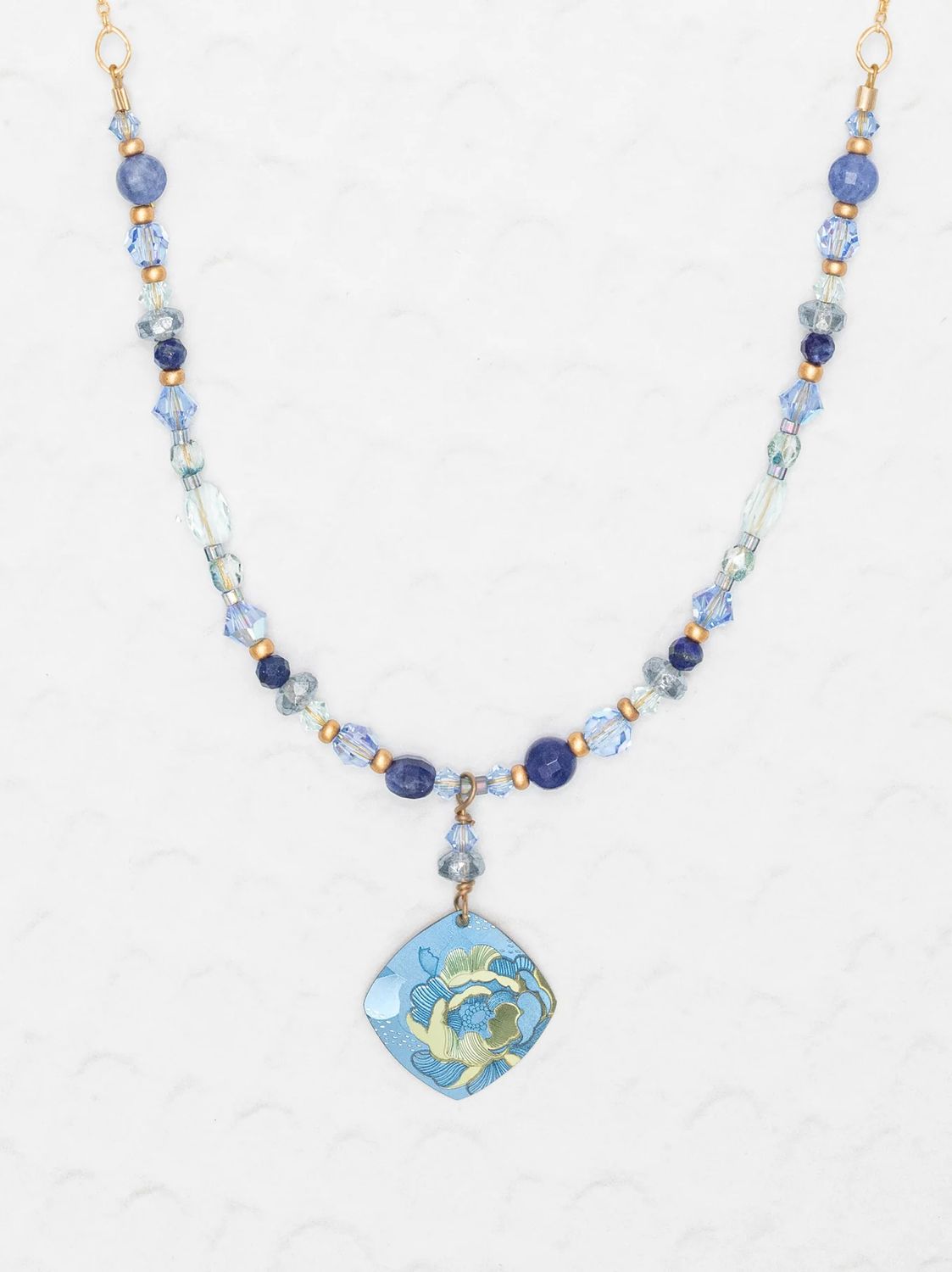 Elena Beaded Necklace Sky Blue