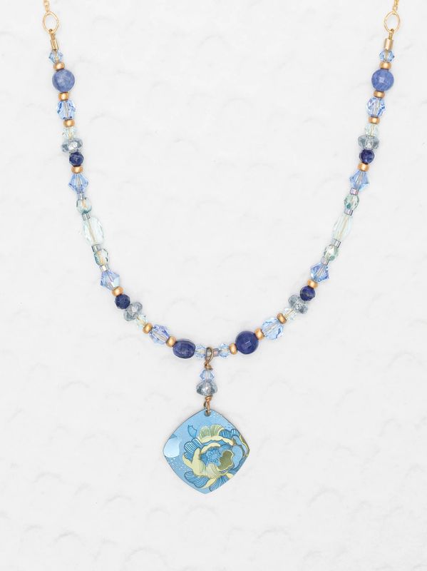Elena Beaded Necklace Sky Blue