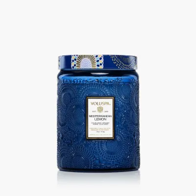 18oz Large Glass Jar Candle Mediterranean Lemon